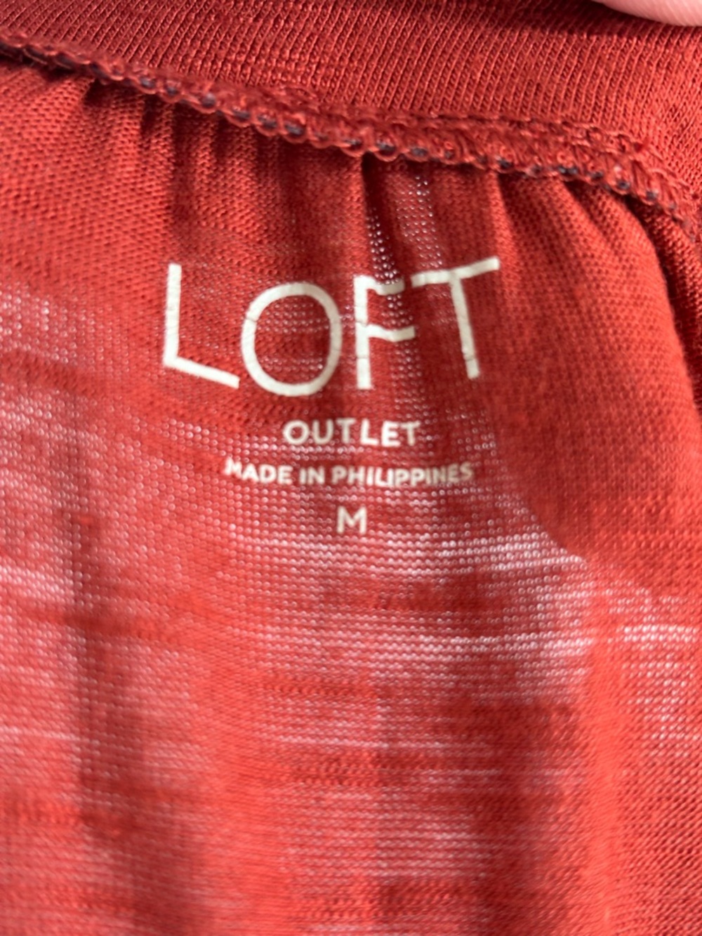 LOFT Rust Red Sleeveless Gathered Neck Tank - Picture 3 of 7